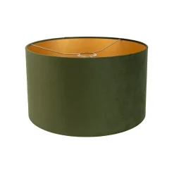 Abat-jour en velours vert 35/35/20 avec intérieur doré