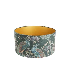 Abat-jour en velours vert paon 50/50/25 intérieur doré