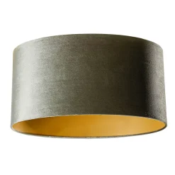 Abat-jour en velours vert avec intérieur doré, forme ovale 50/33/25