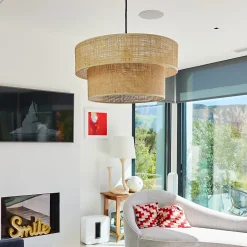 Abat-jour intérieur Estela H.20 x Ø40cm IP20 E27 beige fibre naturelle Lumisky