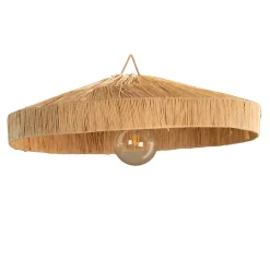 Abat-jour parasol raphia Japandi (78x78x5 cm - Naturel)
