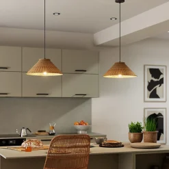 Abat-jour pour suspension rond en osier Ø37cm GoodHome Elaenia