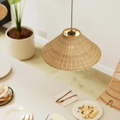 Abat-jour pour suspension rond en osier Ø37cm GoodHome Elaenia