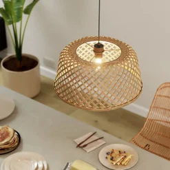 Abat-jour pour suspension rond en bambou Ø48cm GoodHome Gallito