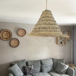 Abat-jour pour suspension naturelle XL Doum fibres alfa tressées