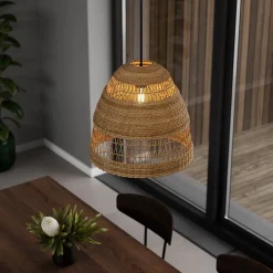 Abat-jour pour suspension en jonc de mer forme diamant Ø36cm GoodHome Veery