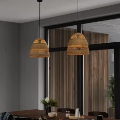 Abat-jour pour suspension en jonc de mer forme diamant Ø36cm GoodHome Veery