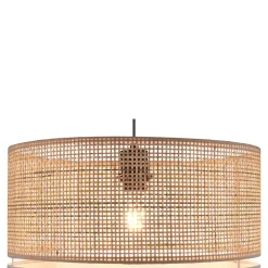Abat-jour pour suspension Conebill rond tissu et rotin E27 Ø38cm GoodHome