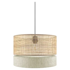 Abat-jour pour suspension Conebill rond tissu et rotin E27 Ø38cm GoodHome