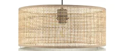 Abat-jour pour suspension Conebill rond tissu et rotin E27 Ø38cm GoodHome