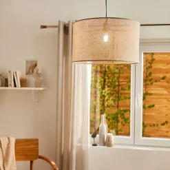 Abat-jour pour suspension en lin beige Ø48cm GoodHome Bluebill