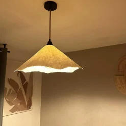 Abat-jour pour Suspension Louise conique en papier mâché blanc