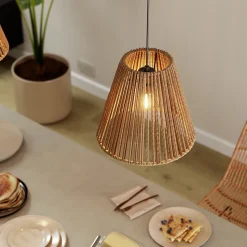 Abat-jour pour suspension rond en rotin Ø29.5cm GoodHome Florican