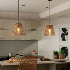 Abat-jour pour suspension rond en rotin Ø29.5cm GoodHome Florican