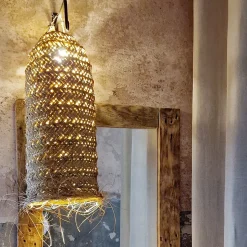 Abat-jour tube fibre de palmier (60x26 cm - Naturel)