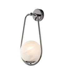 Afrodite Applique 1 lumière en fer chromé noir avec sphère dm.14.16 P.19 BL286-AP1-NR