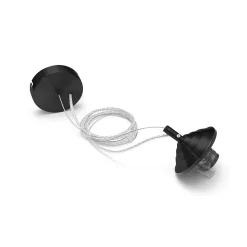 Alice - Kit de suspension pour ampoule Alice V/P E27 avec rosace noire, câble tressé transparent et cache douille 1XE27 max 1X60W