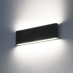 ALPINALUZ Aplique LED Exterior/Interior 20W 4000K IP54 Negro Aluminio Rectangular 300 mm, Luz Arriba y Abajo