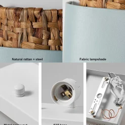 ALPINALUZ Applique avec abat-jour en rotin combiné avec du textile E27 .vert