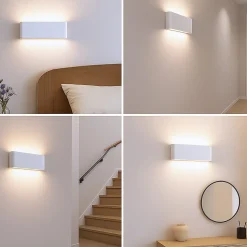 ALPINALUZ Applique LED Extérieur/Intérieur 20W 4000K IP54 Blanc Aluminium Rectangulaire 300 mm, Lumière Haut/Bas