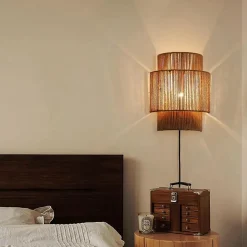 ALPINALUZ Applique murale en corde de jute avec prise et interrupteur Lampe artisanale style rustique bohème, douille E27