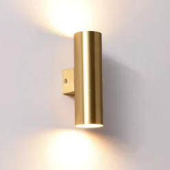 ALPINALUZ Applique Murale Dorée Lumière Double Haut/Bas, 2 Douilles GU10, Métallique, Ampoules Non Incluses
