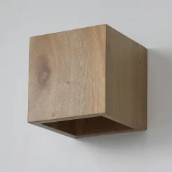 ALPINALUZ Applique Murale en Bois Design en Cube, Lumière Haut/Bas, Douille E27