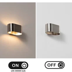 ALPINALUZ Applique Murale Intérieure Nickel Lumière Haut/Bas, Métallique, Douille G9