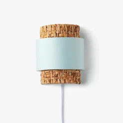 ALPINALUZ Applique murale avec en rotin et tissu, avec câble, prise et interrupteur Style bohème , douille E27