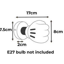 ALPINALUZ Lampe Murale Enfant E27 Design Amusant en Forme de Main Cartoon