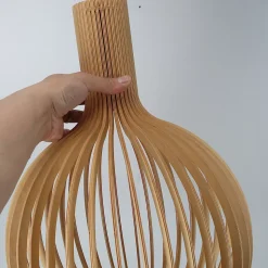 ALPINALUZ Suspension Design 35cm en Bois Style Nordique Artisanal E27, Hauteur Réglable pour Cuisine ou Salon