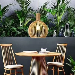 ALPINALUZ Suspension Design 35cm en Bois Style Nordique Artisanal E27, Hauteur Réglable pour Cuisine ou Salon