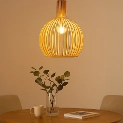 ALPINALUZ Suspension Design 35cm en Bois Style Nordique Artisanal E27, Hauteur Réglable pour Cuisine ou Salon