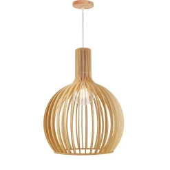 ALPINALUZ Suspension Design 35cm en Bois Style Nordique Artisanal E27, Hauteur Réglable pour Cuisine ou Salon