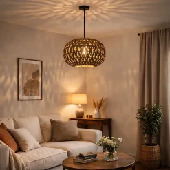 ALPINALUZ Suspension en rotin naturel 38cm Style bohème/nordique, douille E27