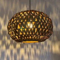 ALPINALUZ Suspension en rotin naturel 38cm Style bohème/nordique, douille E27