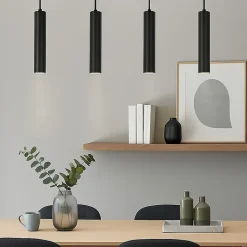 ALPINALUZ Suspension Linéaire Quadruple Design Minimaliste avec Tubes de 30cm Douille GU10 Noir Mat