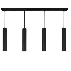 ALPINALUZ Suspension Linéaire Quadruple Design Minimaliste avec Tubes de 30cm Douille GU10 Noir Mat