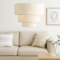 ALPINALUZ Suspension Textile à Trois Niveaux Blanche, 38 cm x 30 cm, Douille E27