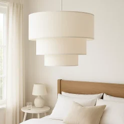 ALPINALUZ Suspension Textile à Trois Niveaux Blanche, 38 cm x 30 cm, Douille E27