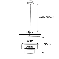 ALPINALUZ Suspension Textile à Trois Niveaux Blanche, 38 cm x 30 cm, Douille E27