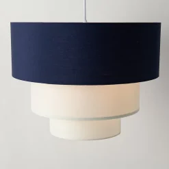 ALPINALUZ Suspension Textile à Trois Niveaux en Blanc et Bleu Combinés, 38 cm x 30 cm, Douille E27