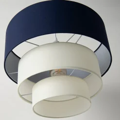 ALPINALUZ Suspension Textile à Trois Niveaux en Blanc et Bleu Combinés, 38 cm x 30 cm, Douille E27