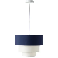 ALPINALUZ Suspension Textile à Trois Niveaux en Blanc et Bleu Combinés, 38 cm x 30 cm, Douille E27