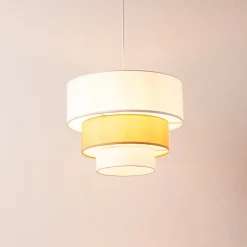 ALPINALUZ Suspension Textile à Trois Niveaux en Blanc et Beige Combinés, 38 cm x 30 cm, Douille E27