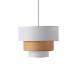 ALPINALUZ Suspension Textile à Trois Niveaux en Blanc et Beige Combinés, 38 cm x 30 cm, Douille E27