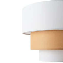 ALPINALUZ Suspension Textile à Trois Niveaux en Blanc et Beige Combinés, 38 cm x 30 cm, Douille E27