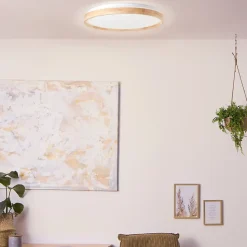 ALSON Plafonnier bois clair/blanc LED intégrée 32W métal/bois/plastique ampoule incluse