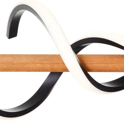 AMALIA Plafonnier noir/bois LED intégrée 38W métal/bois ampoule incluse