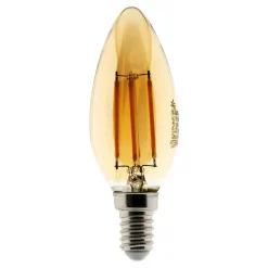 Ampoule Déco filament LED ambrée Flamme 4W E14 400lm 2500KK